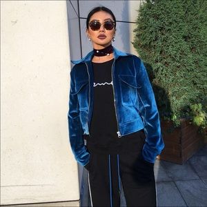 Blue Velvet Bomber Jacket